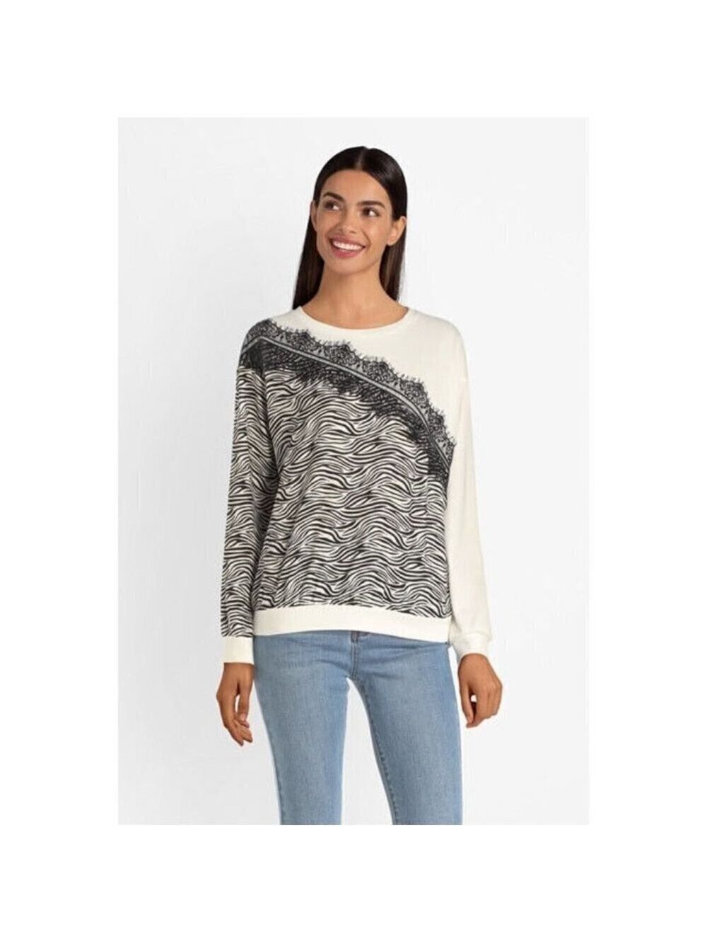 Lili Sidonio Molly Bracken Sweatshirt Tee Zebra Striped Top Size S